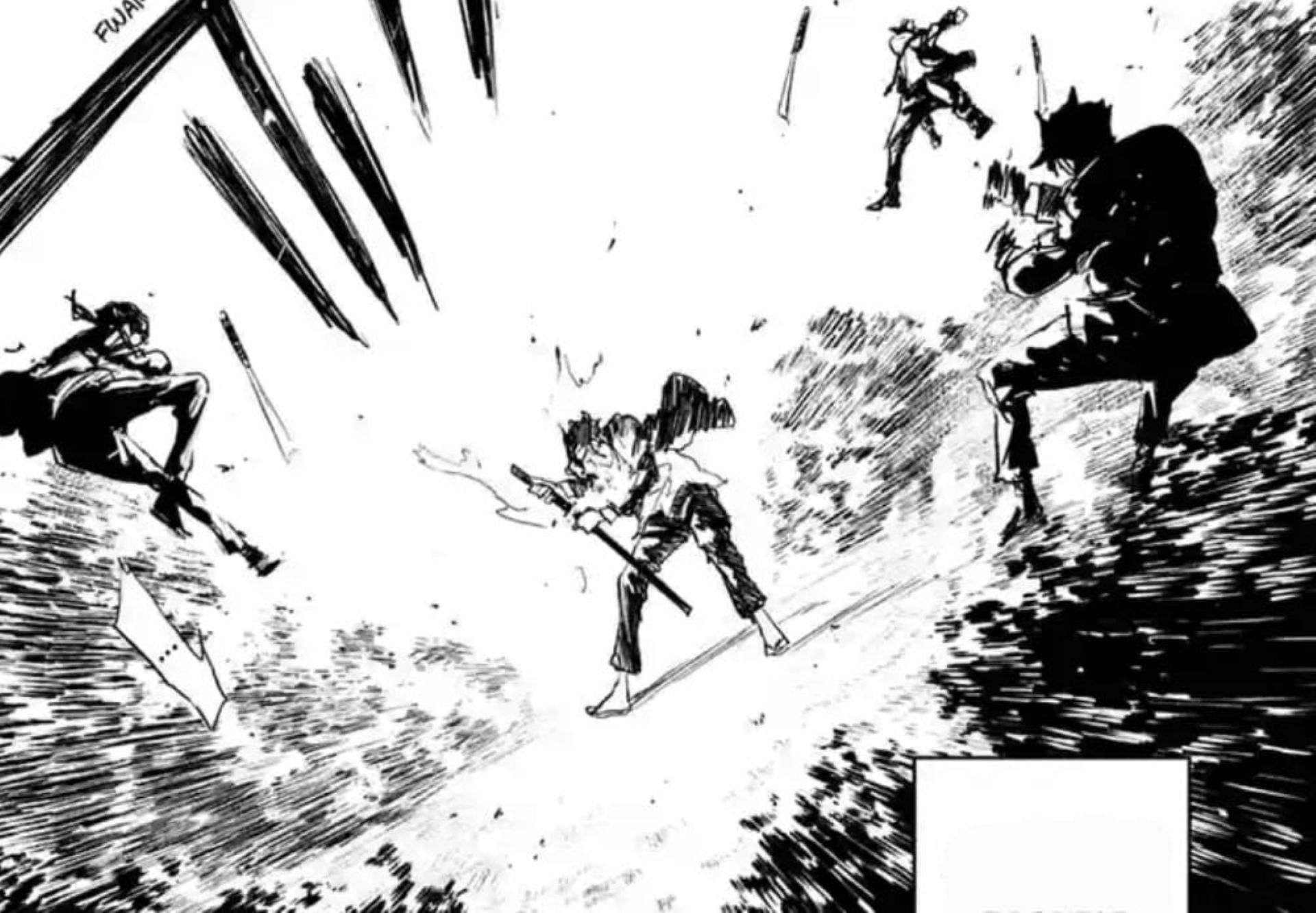 Samura fights back against the Masumi members (Image via Shueisha)